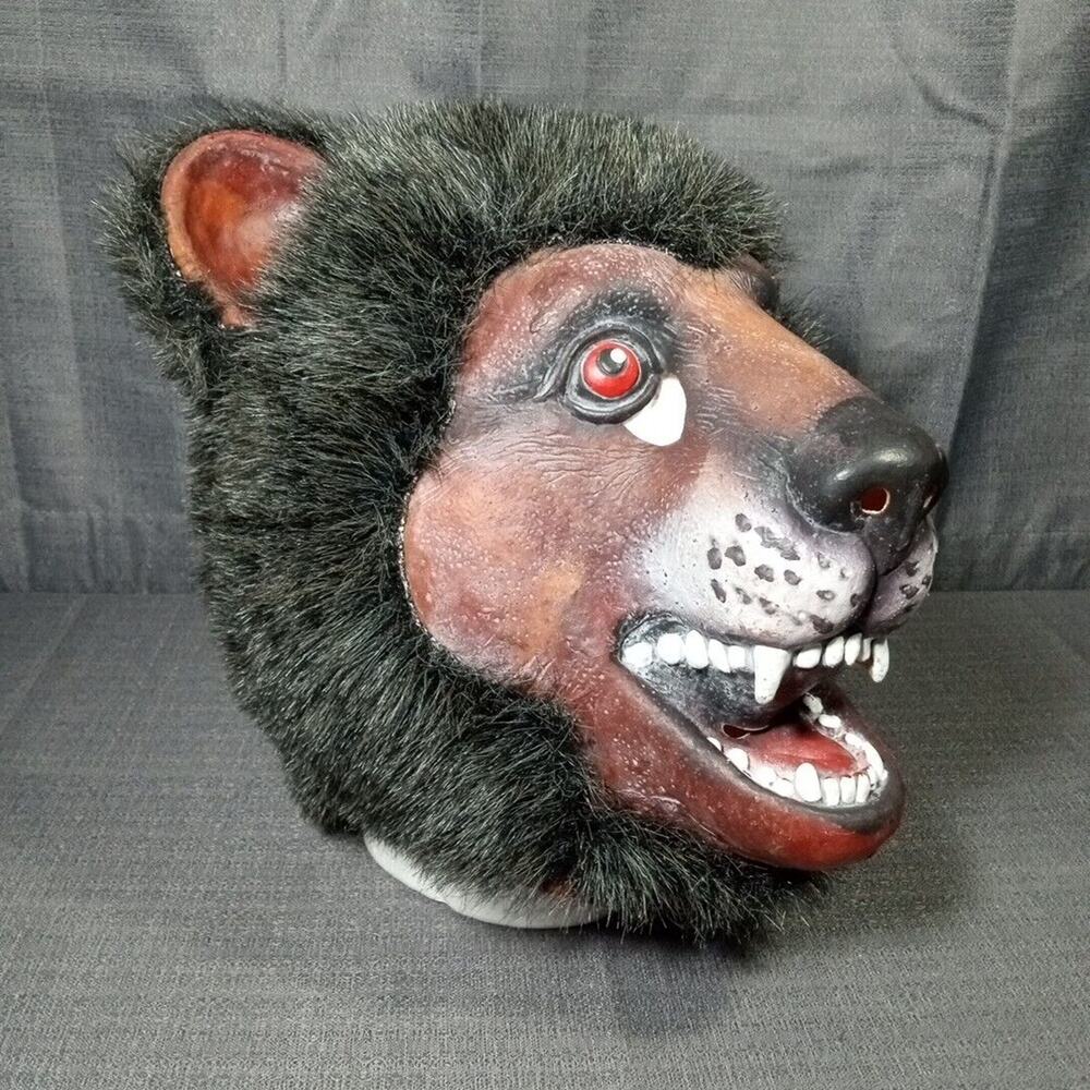 Werewolf Halloween Mask Brown Vintage 90s Wolfman Short Hair Scary LARGE Size